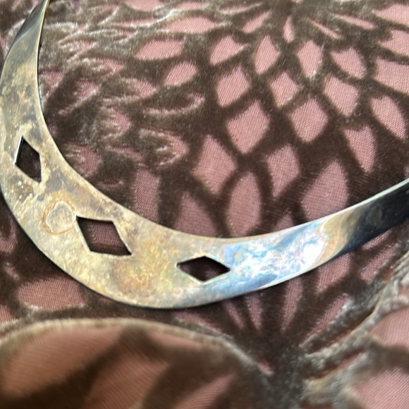 Sterling Silver Cut Out Choker Collar Necklace - Picture 5 of 14